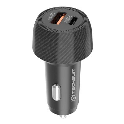 Incarcator auto Fast Charge USB, Type-C, 48W Techsuit C7, negru - 1