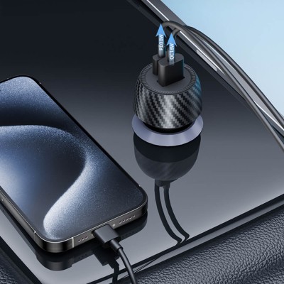 Incarcator auto Fast Charge USB, Type-C, 48W Techsuit C7, negru - 3