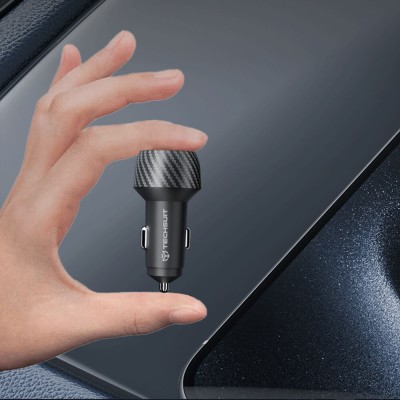 Incarcator auto Fast Charge USB, Type-C, 48W Techsuit C7, negru - 6