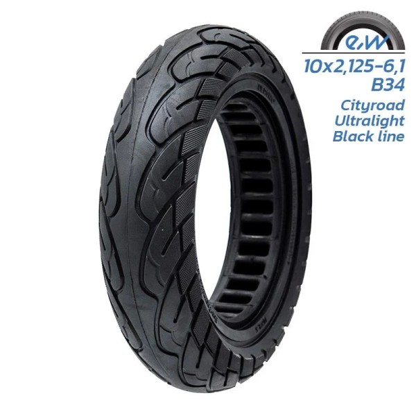 Cauciuc plin antiexplozie pentru trotinete electrice 10 inch 10 X 2,125 - linie neagra