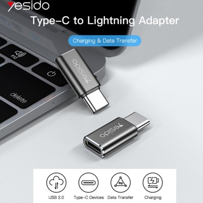 Adaptor OTG Type-C la Lightning Yesido GS22, 480Mbps, gri - 2 Adaptor OTG Type-C la Lightning Yesido GS22, 480Mbps, gri - 2