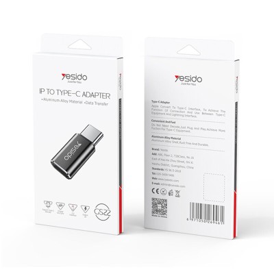 Adaptor OTG Type-C la Lightning Yesido GS22, 480Mbps, gri - 5 Adaptor OTG Type-C la Lightning Yesido GS22, 480Mbps, gri - 5