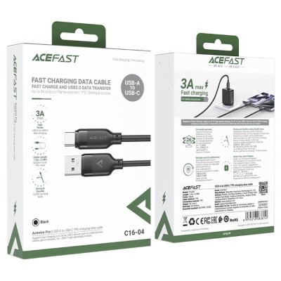 Cablu Incarcare USB-A la Type-C Acefast C16-04, 3A Fast Charging, 1.2m, Black - 6