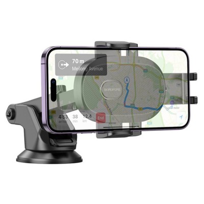 Suport de Telefon pentru Masina cu Prindere pe Bord, Ajustabil, 4.5–7" - Borofone Grand (BH93) - Black - 3