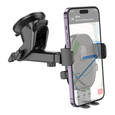 Suport de Telefon pentru Masina cu Prindere pe Bord, Ajustabil, 4.5–7" - Borofone Grand (BH93) - Black - 4