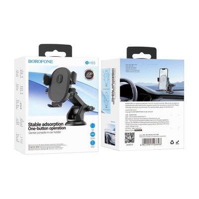 Suport de Telefon pentru Masina cu Prindere pe Bord, Ajustabil, 4.5–7" - Borofone Grand (BH93) - Black - 7