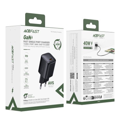 Mini incarcator de retea Type-C, GaN Acefast A136, 40W, negru - 7