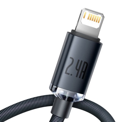 Cablu de Date USB la Lightning 2.4A, 1.2m - Baseus Crystal Shine (CAJY000001) - Black - 3