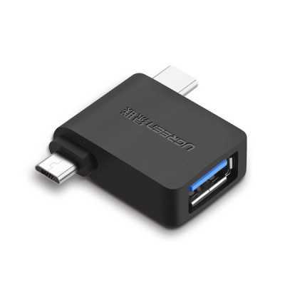 Adaptor OTG Micro-USB la Type-C, USB 3.0 5Gbps - Ugreen (30453) - Black - 1