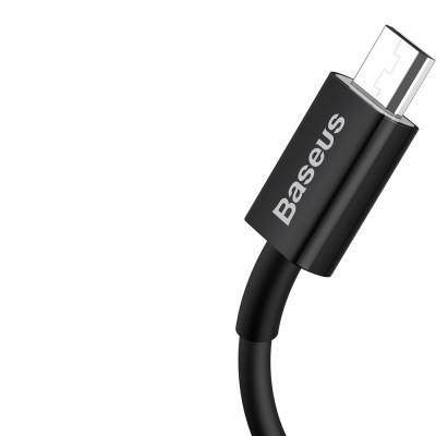 Cablu de date USB la Micro-USB Baseus, 2A, 1m, negru, CAMYS-01 - 2 Cablu de date USB la Micro-USB Baseus, 2A, 1m, negru, CAMYS-01 - 2