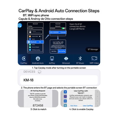 Camera pentru Masina cu Ecran 9", Plug&Play, CarPlay, Android Auto, AirPlay - Yesido (KM18) - Black