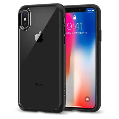 Husa pentru iPhone X / XS - Spigen Ultra Hybrid - Matte Black - 1