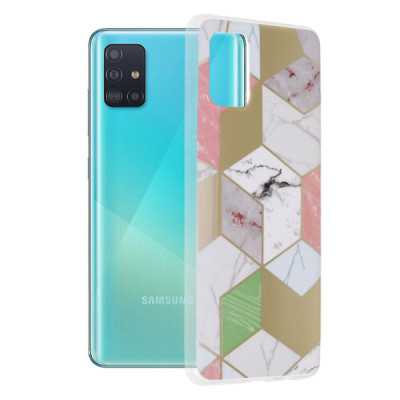 Husa pentru Samsung Galaxy A51 4G - Techsuit Marble Series - Purple Hex - 1