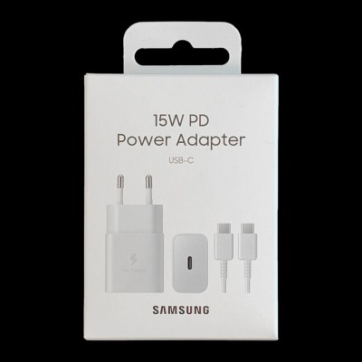 Incarcator Samsung tip C + cablu Type-C 15W, alb, EP-T1510XWEGEU, blister - 2 Incarcator Samsung tip C + cablu Type-C 15W, alb, EP-T1510XWEGEU, blister - 2