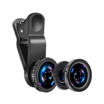 Lentile pentru telefon (set 3) - Techsuit Macro, Wide Angle, Fish Eye (W33) - Black - 2