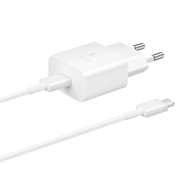 Incarcator Samsung tip C + cablu Type-C 15W, alb, EP-T1510XWEGEU, blister