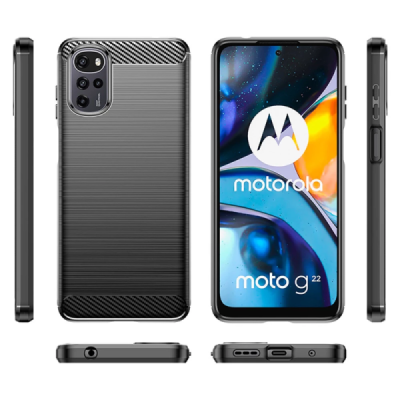 Husa pentru Motorola Moto G22 - Techsuit Carbon Silicone - Black - 2