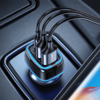 Incarcator auto Usams Type-C + 2xUSB, 80W, negru, US-CC126 - 2