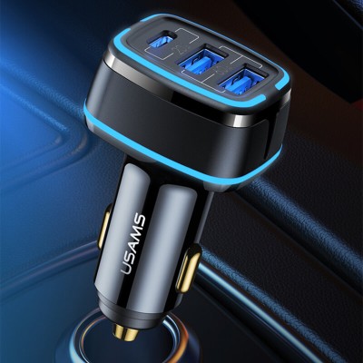 Incarcator auto Usams Type-C + 2xUSB, 80W, negru, US-CC126 - 4