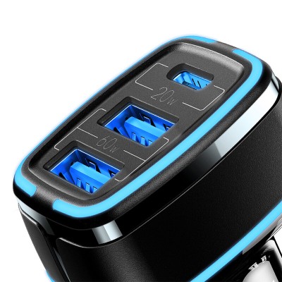 Incarcator auto Usams Type-C + 2xUSB, 80W, negru, US-CC126 - 6