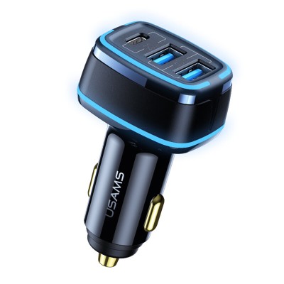 Incarcator auto Usams Type-C + 2xUSB, 80W, negru, US-CC126 - 7