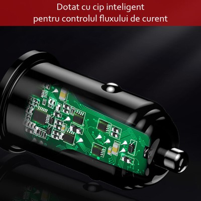 Incarcator auto Yesido Y38, USB QC2.0, QC3.0, FCP, AFC 18W, 3A, negru - 5 Incarcator auto Yesido Y38, USB QC2.0, QC3.0, FCP, AFC 18W, 3A, negru - 5
