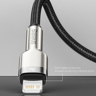 Cablu date Type-C la Lightning Baseus, 20W, 25cm, negru, CATLJK-01 - 2 Cablu date Type-C la Lightning Baseus, 20W, 25cm, negru, CATLJK-01 - 2