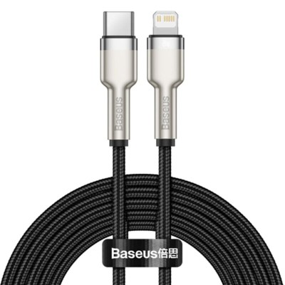 Cablu date Type-C la Lightning Baseus, 20W, 25cm, negru, CATLJK-01 - 1 Cablu date Type-C la Lightning Baseus, 20W, 25cm, negru, CATLJK-01 - 1
