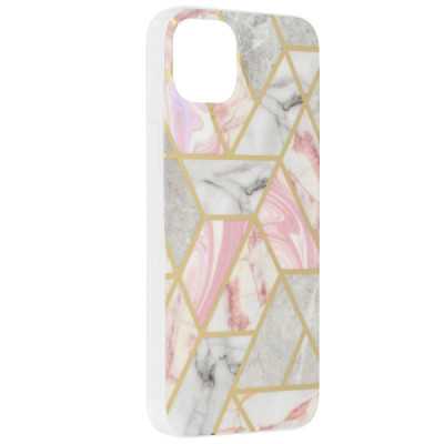 Husa pentru iPhone 14 Plus - Techsuit Marble Series - Pink Hex - 2