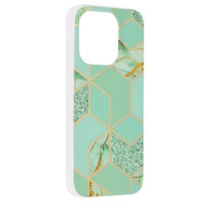 Husa pentru iPhone 14 Pro - Techsuit Marble Series - Green Hex - 2