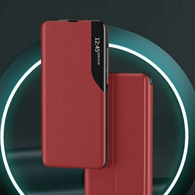 Husa iPhone 12 Pro Max Eco Leather View flip tip carte, rosu - 1