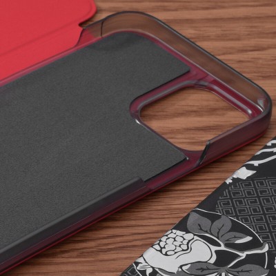Husa iPhone 12 Pro Max Eco Leather View flip tip carte, rosu - 3