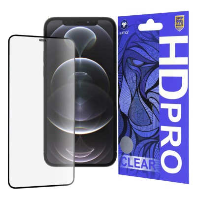 Folie sticla iPhone 12 / 12 Pro Lito HD Pro Clear, negru - 1 Folie sticla iPhone 12 / 12 Pro Lito HD Pro Clear, negru - 1
