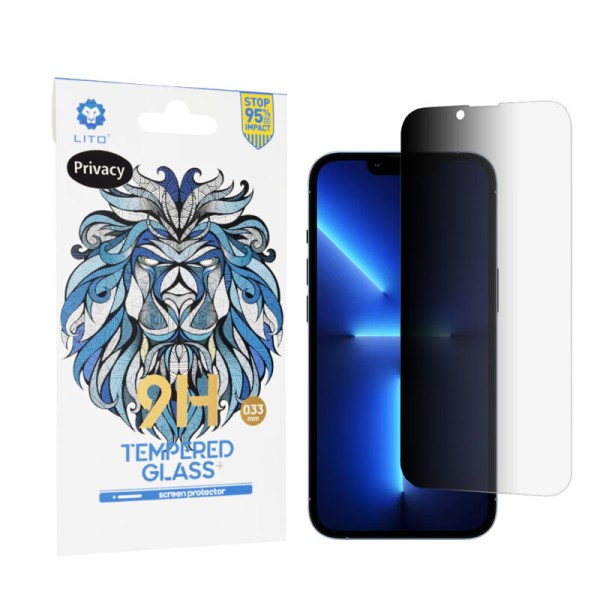 Folie sticla iPhone 14 Pro Max Lito 9H Tempered Glass, privacy