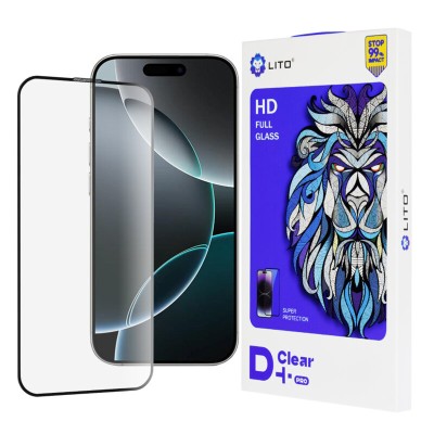 Folie sticla iPhone 16 Pro Lito D+ Pro Clear, negru - 1 Folie sticla iPhone 16 Pro Lito D+ Pro Clear, negru - 1