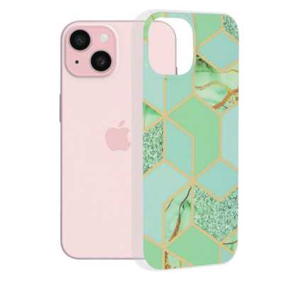 Husa pentru iPhone 15 - Techsuit Marble Series - Green Hex - 1