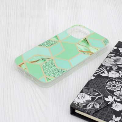 Husa pentru iPhone 15 - Techsuit Marble Series - Green Hex - 2