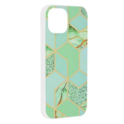 Husa pentru iPhone 15 - Techsuit Marble Series - Green Hex - 6