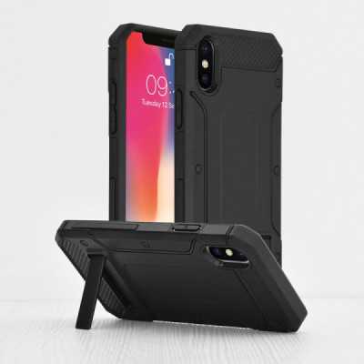 Husa pentru iPhone X, iPhone 10 - Techsuit Hybrid Armor Kickstand - Black - 6