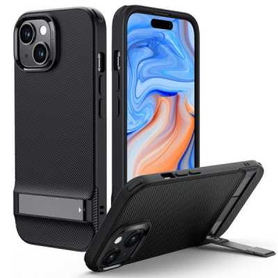 Husa pentru iPhone 15 Plus - ESR Air Shield Boost Kickstand - Translucent Black - 1