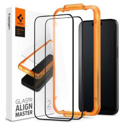 Folie pentru iPhone 15 Pro (set 2) - Spigen Glas.TR Align Master - Black - 1