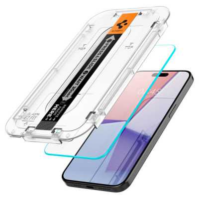 Folie pentru iPhone 15 Pro (set 2) - Spigen Glas.tR EZ FIT - Clear - 2