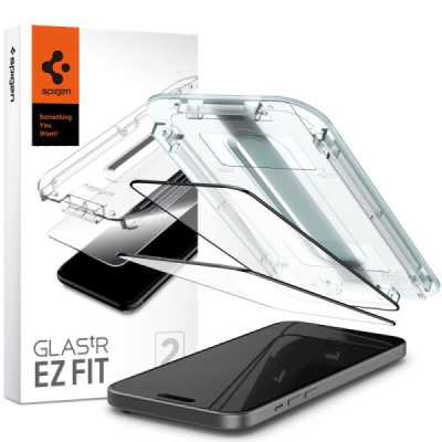 Folie pentru iPhone 15 Plus (set 2) - Spigen Glas.tR EZ FIT - Black - 1