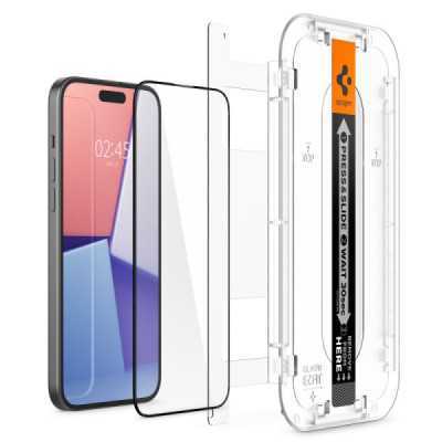 Folie pentru iPhone 15 Plus (set 2) - Spigen Glas.tR EZ FIT - Black - 6