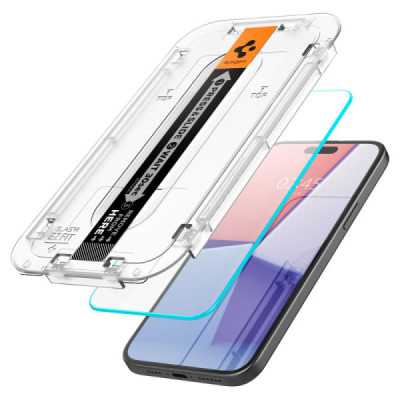 Folie pentru iPhone 15 Plus - Spigen Glas.tR EZ FIT - Clear - 2