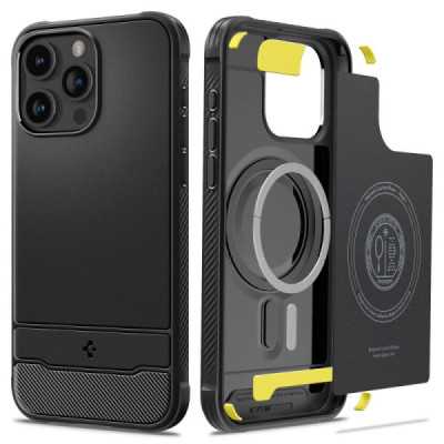 Husa pentru iPhone 15 Pro - Spigen Rugged Armor MagSafe - Black - 1