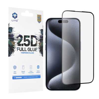 Folie pentru iPhone 15 Pro - Lito 2.5D FullGlue Glass - Black - 1