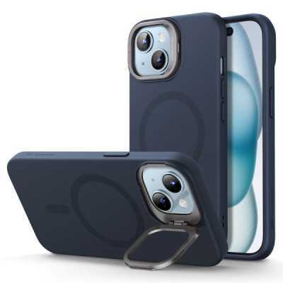 Husa pentru iPhone 15 Plus - ESR Cloud Soft HaloLock Kickstand - Dark Blue - 1