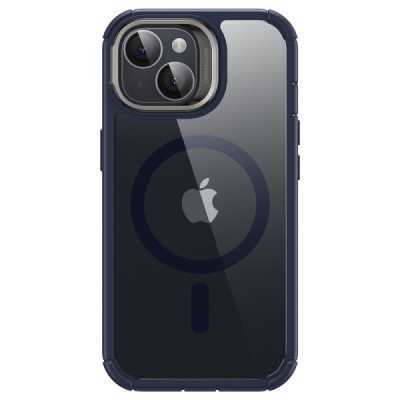 Husa pentru iPhone 15 + Folie - ESR Armor Tough Kickstand HaloLock - Clear Dark Blue - 2