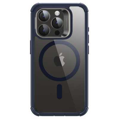 Husa pentru iPhone 15 Pro Max + Folie - ESR Armor Tough Kickstand HaloLock - Clear Dark Blue - 2